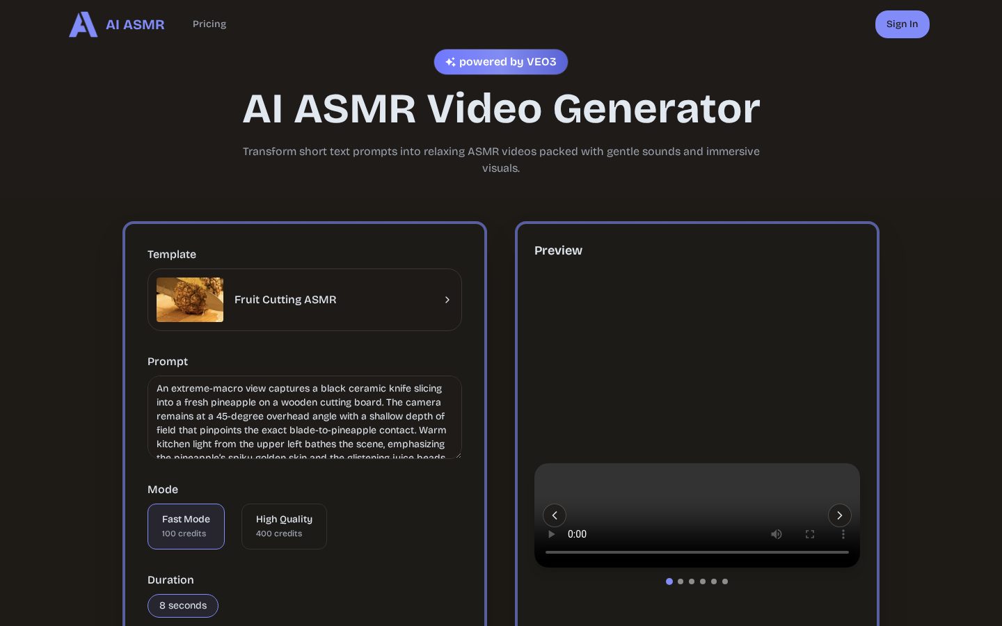 AI ASMR Homepage