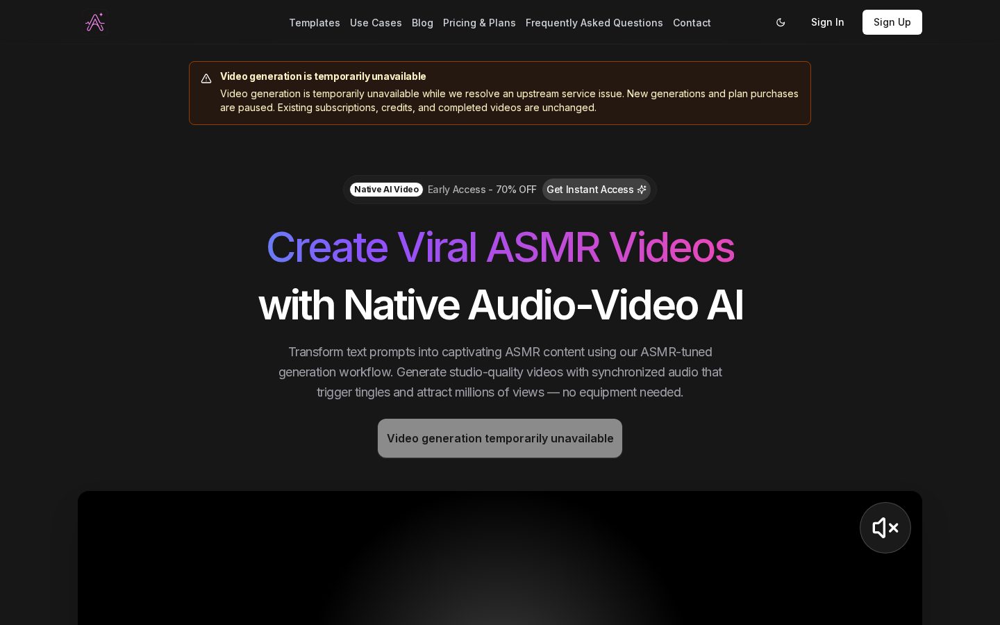 AI ASMR VIDEO Homepage