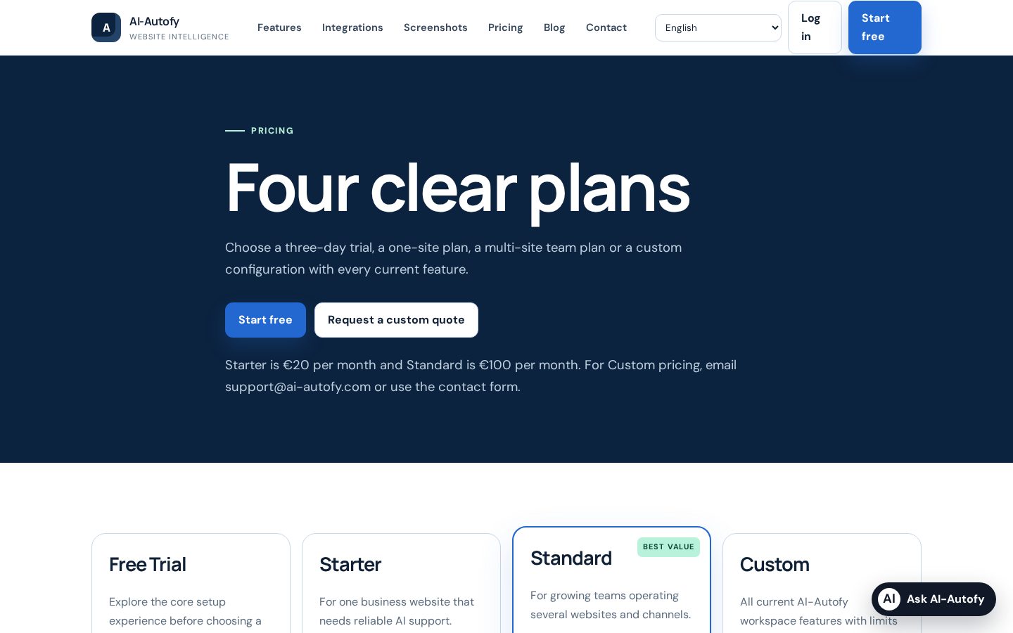 AI-Autofy Pricing