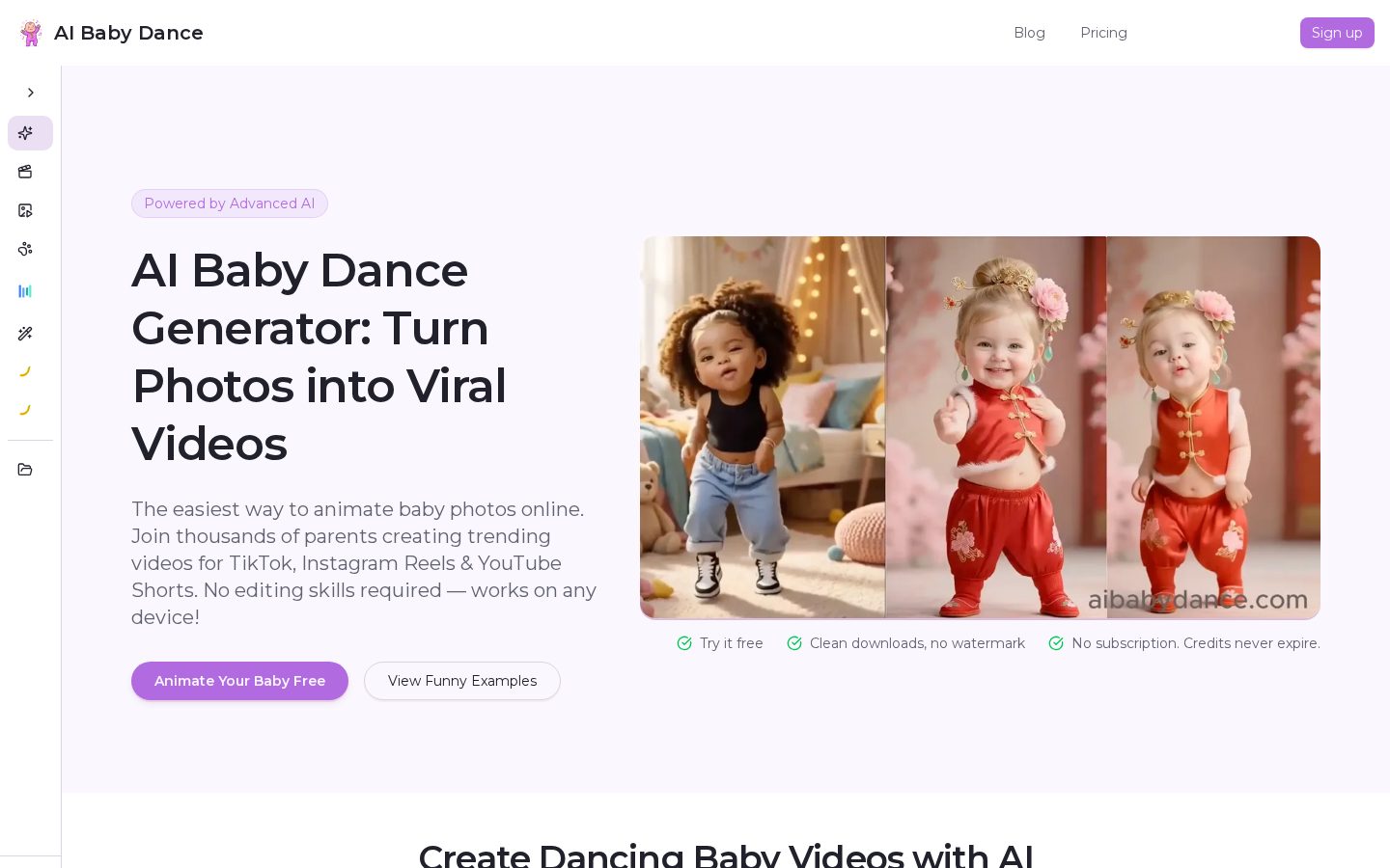 AI Baby Dance Homepage