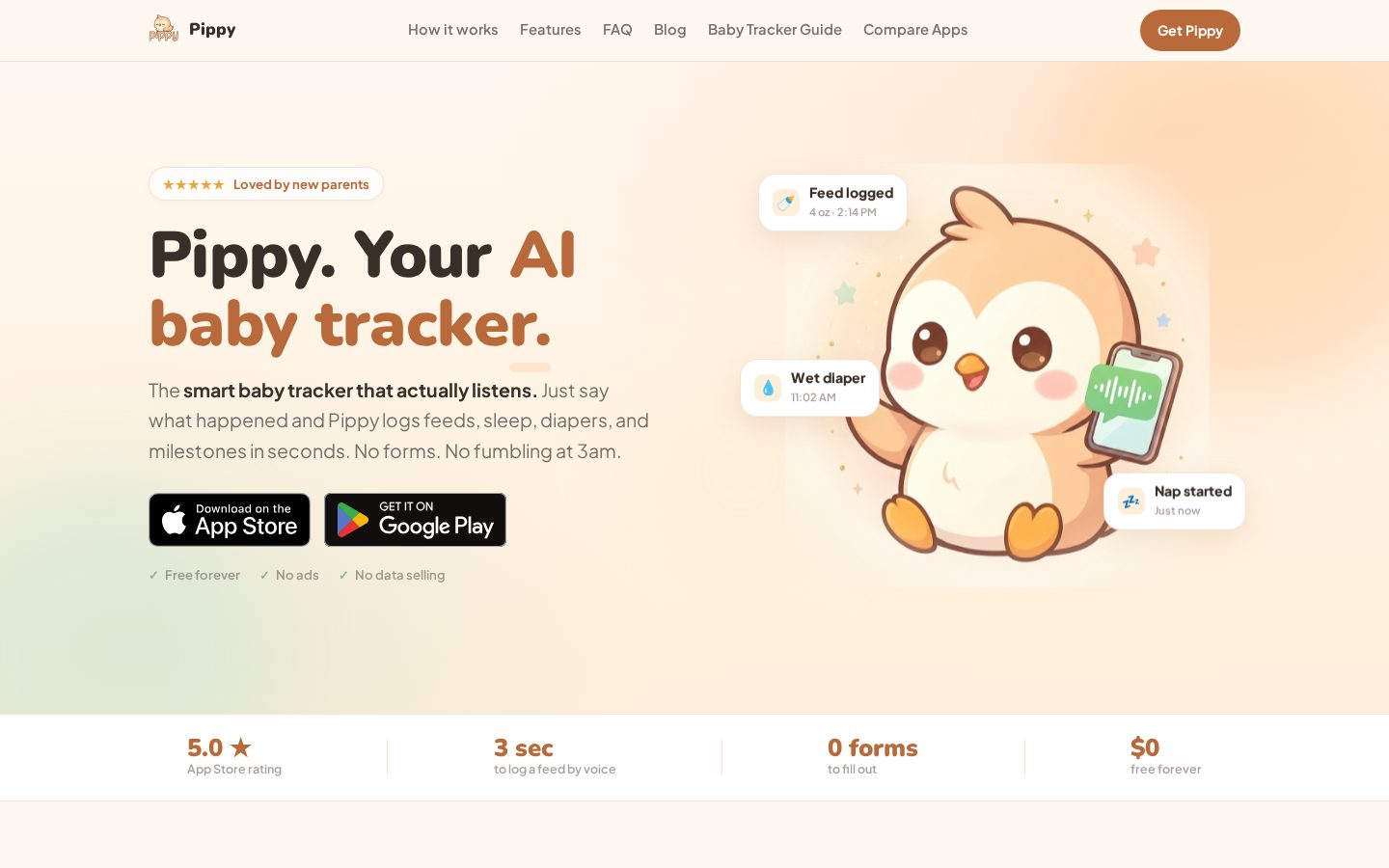 AI Baby Tracker Homepage