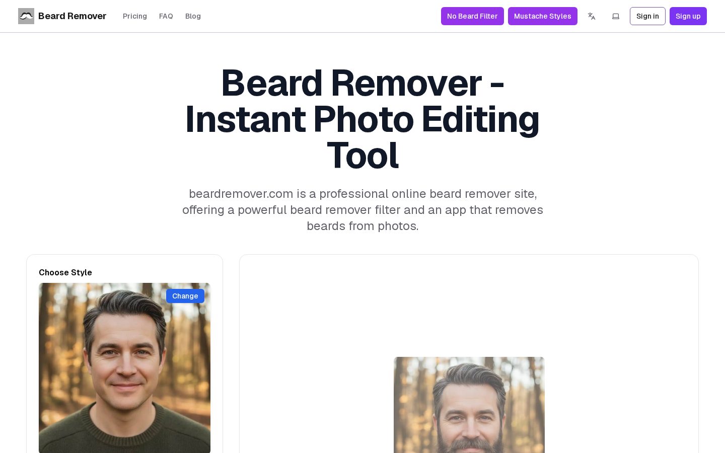 AI Beard Remover Homepage