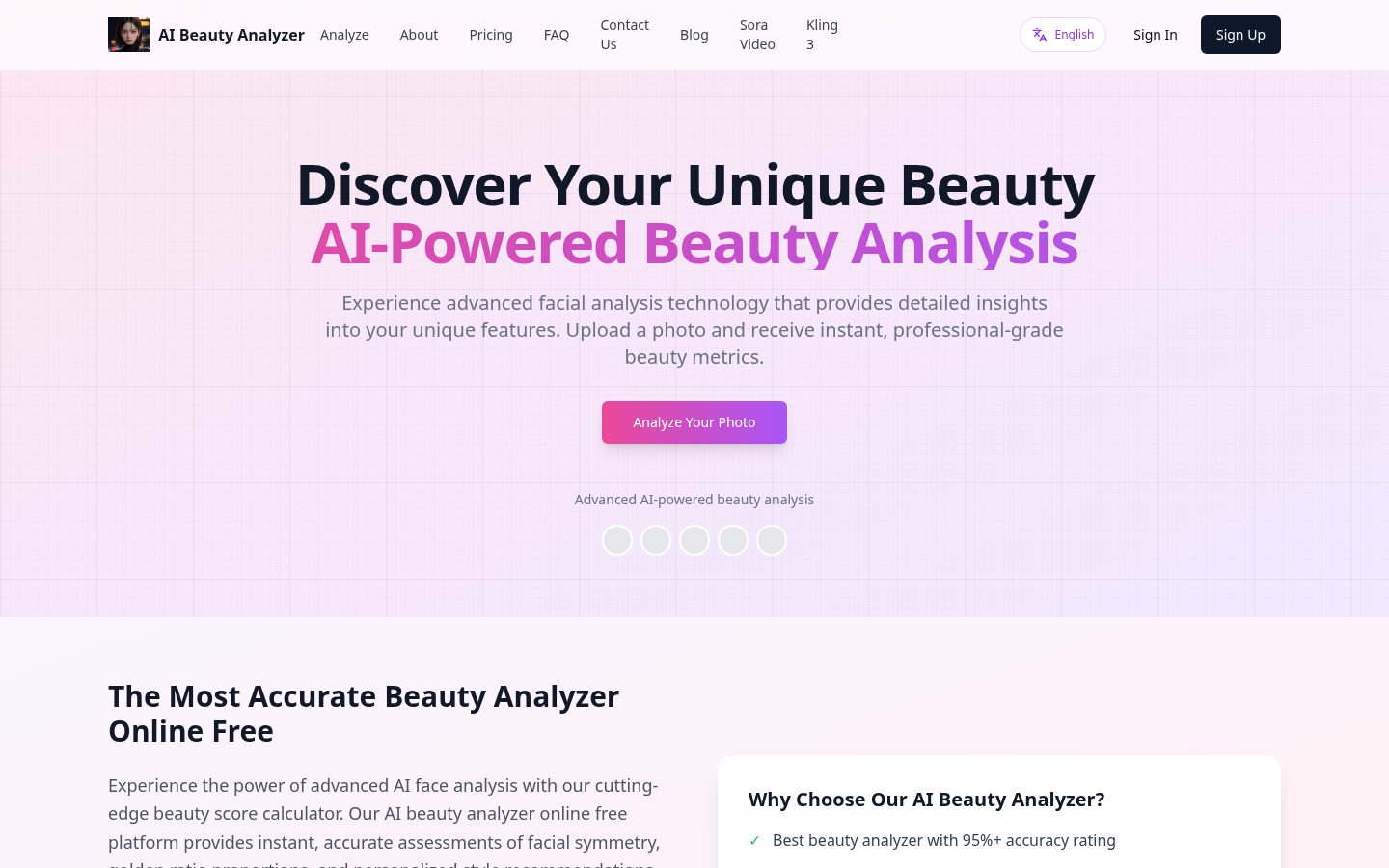 AI Beauty Analyzer Online Homepage