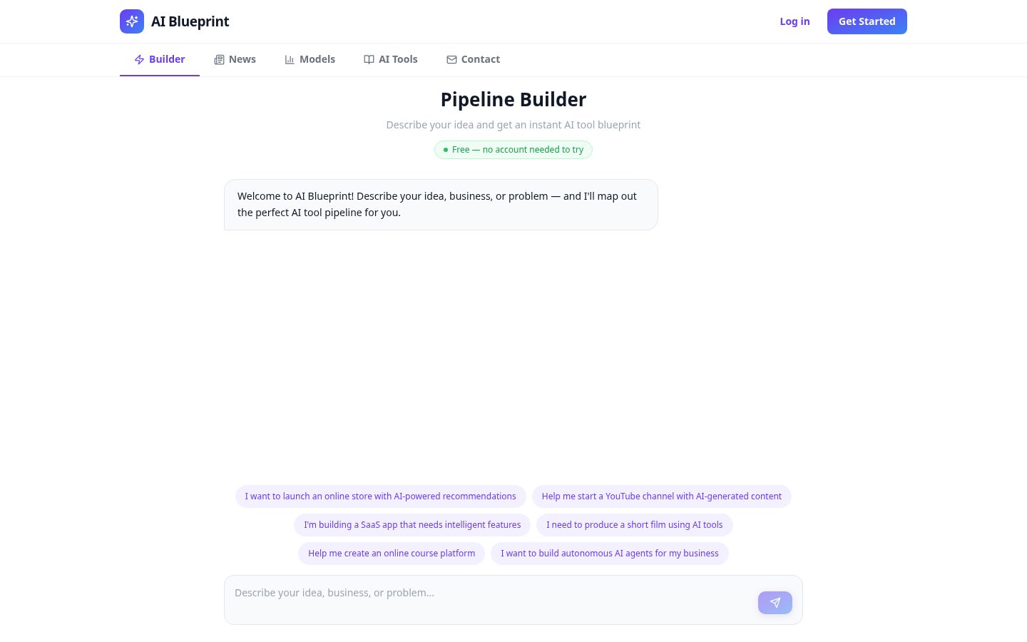 AI BluePrint Builder Homepage