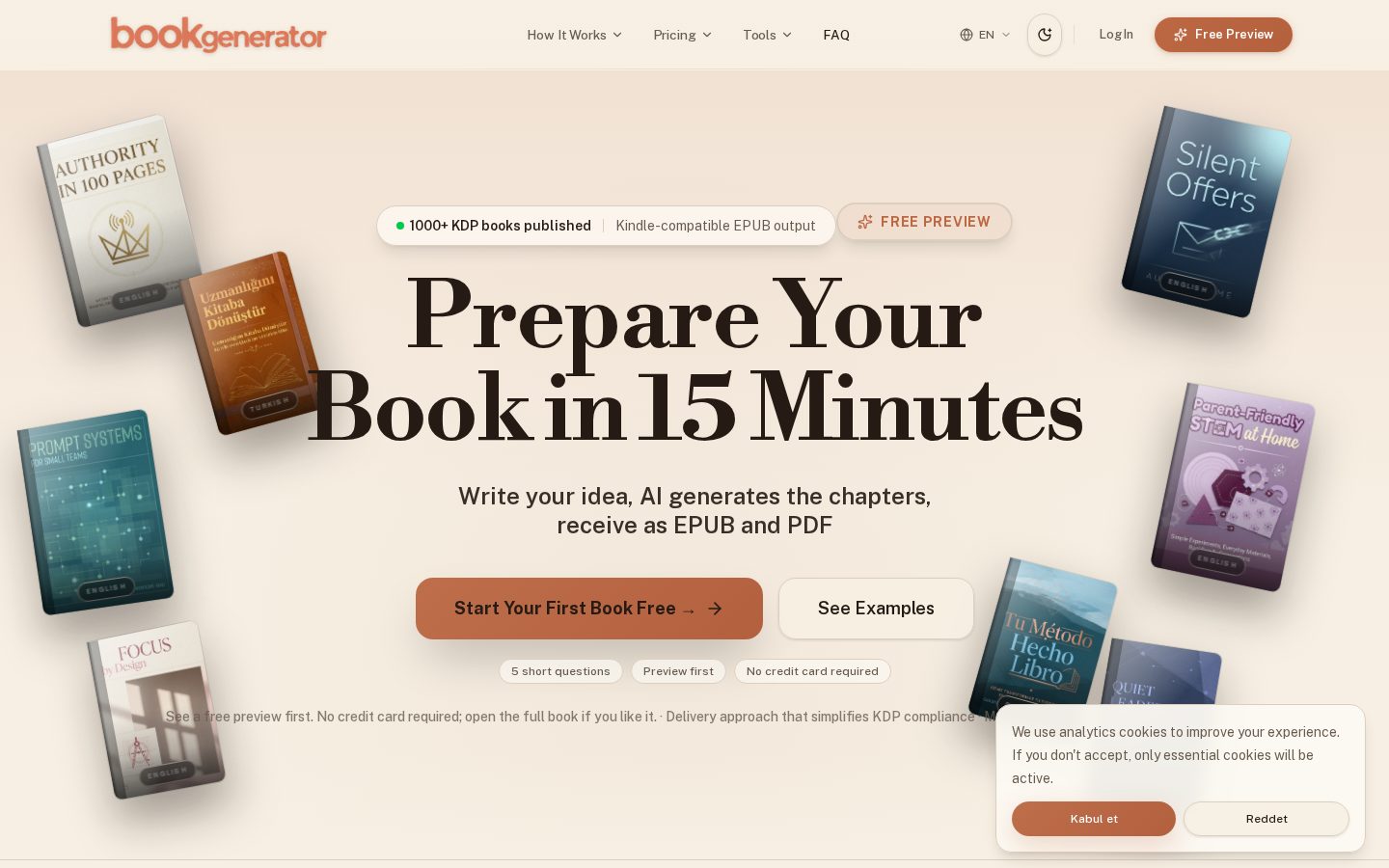 AI Book Generator Homepage