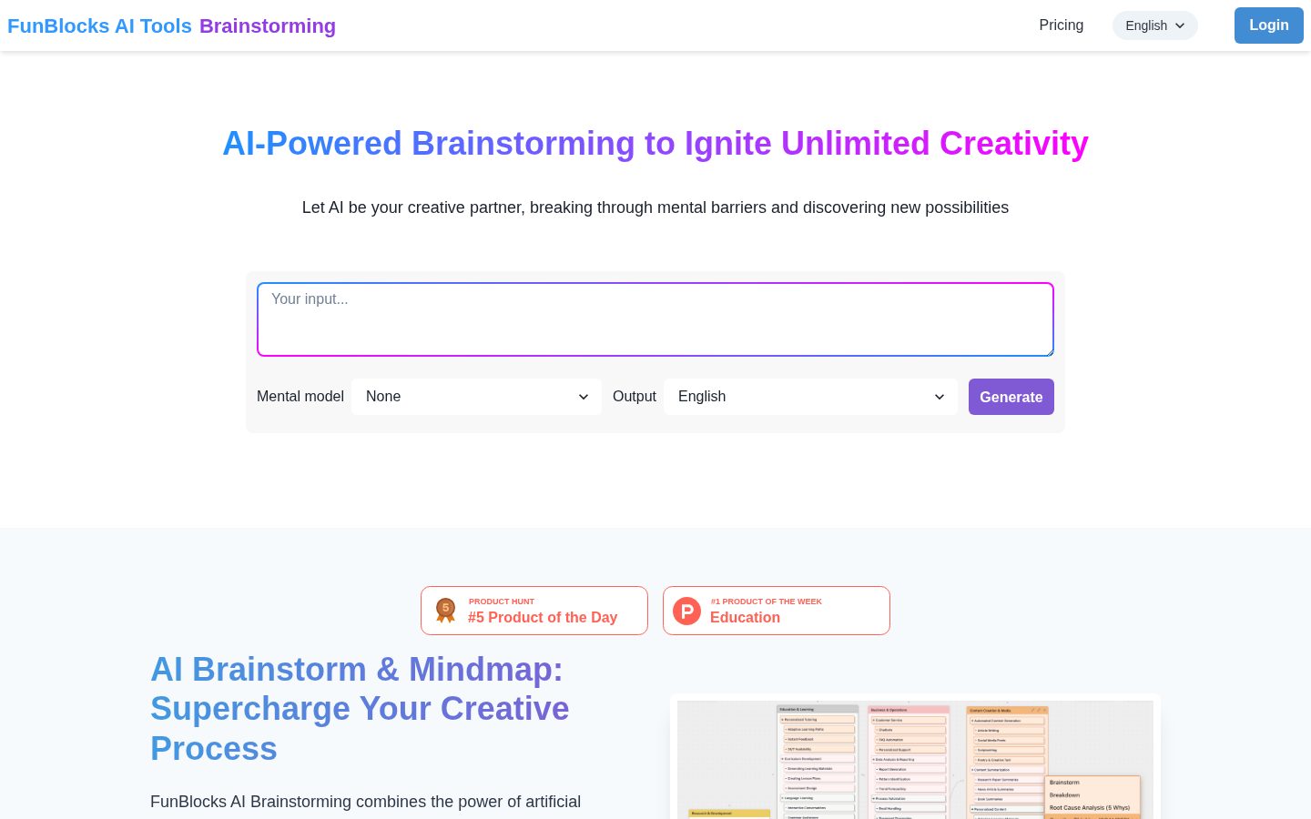 AI Brainstorming Homepage