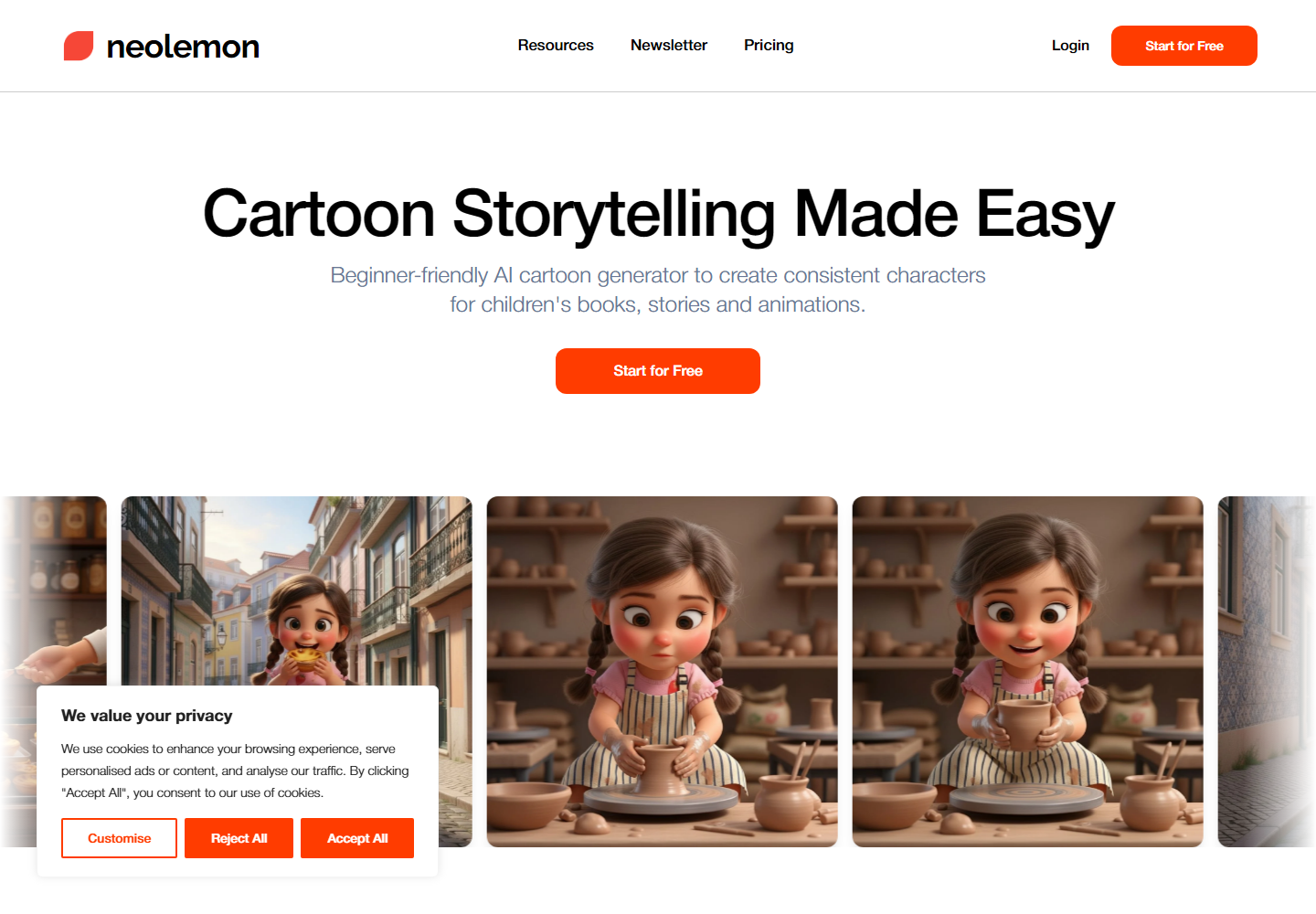 AI Cartoon Generator homepage