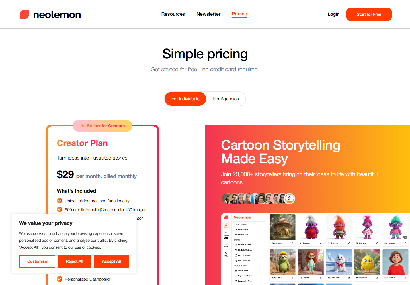 AI Cartoon Generator pricing