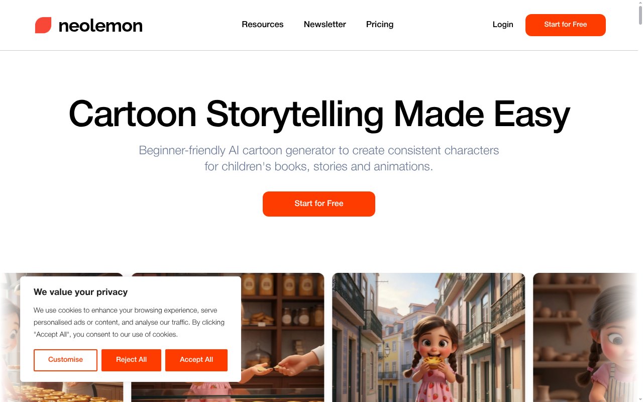 AI Cartoon Generator homepage