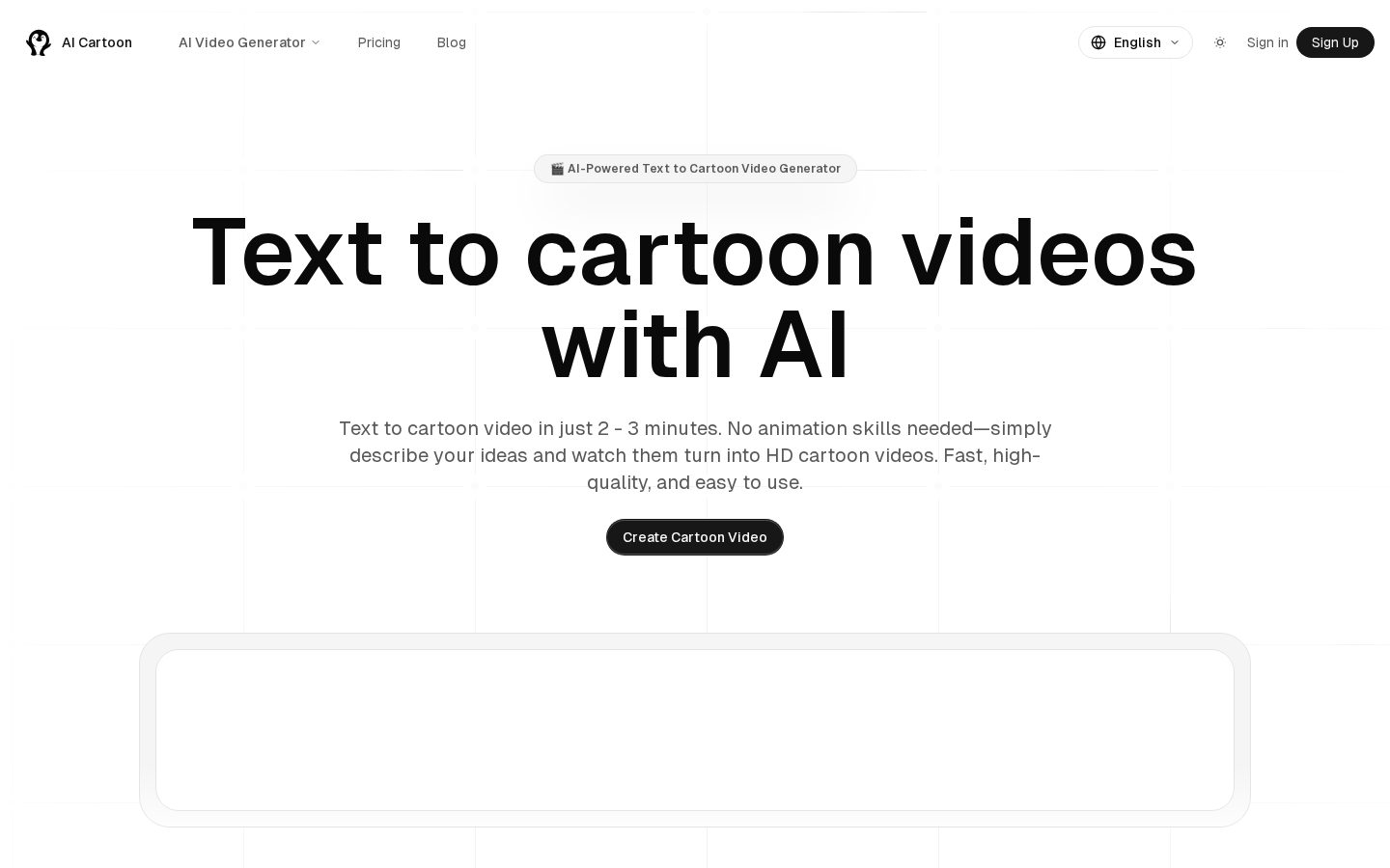 AI Cartoon Video Generator Homepage