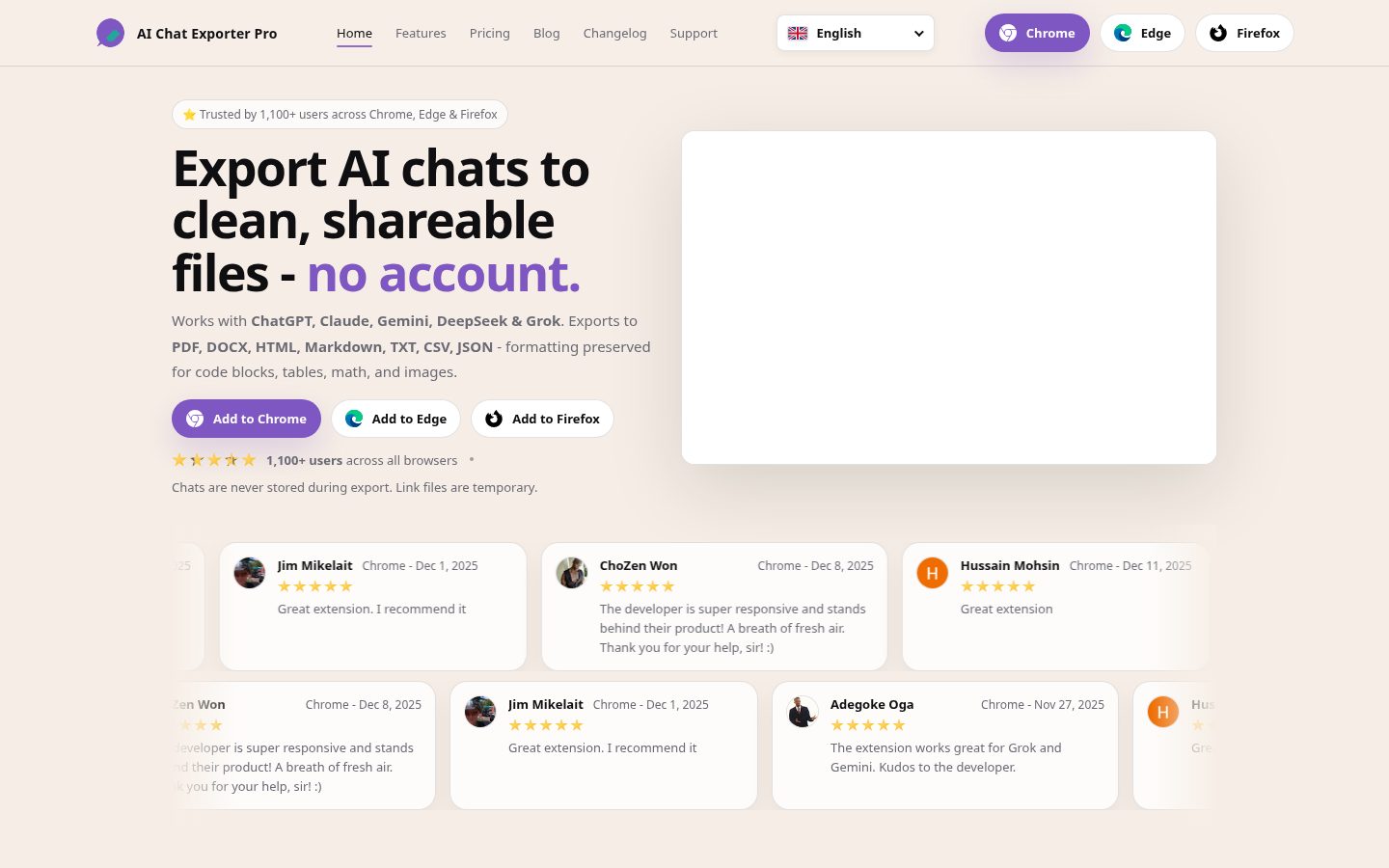 AI Chat Exporter Pro Homepage