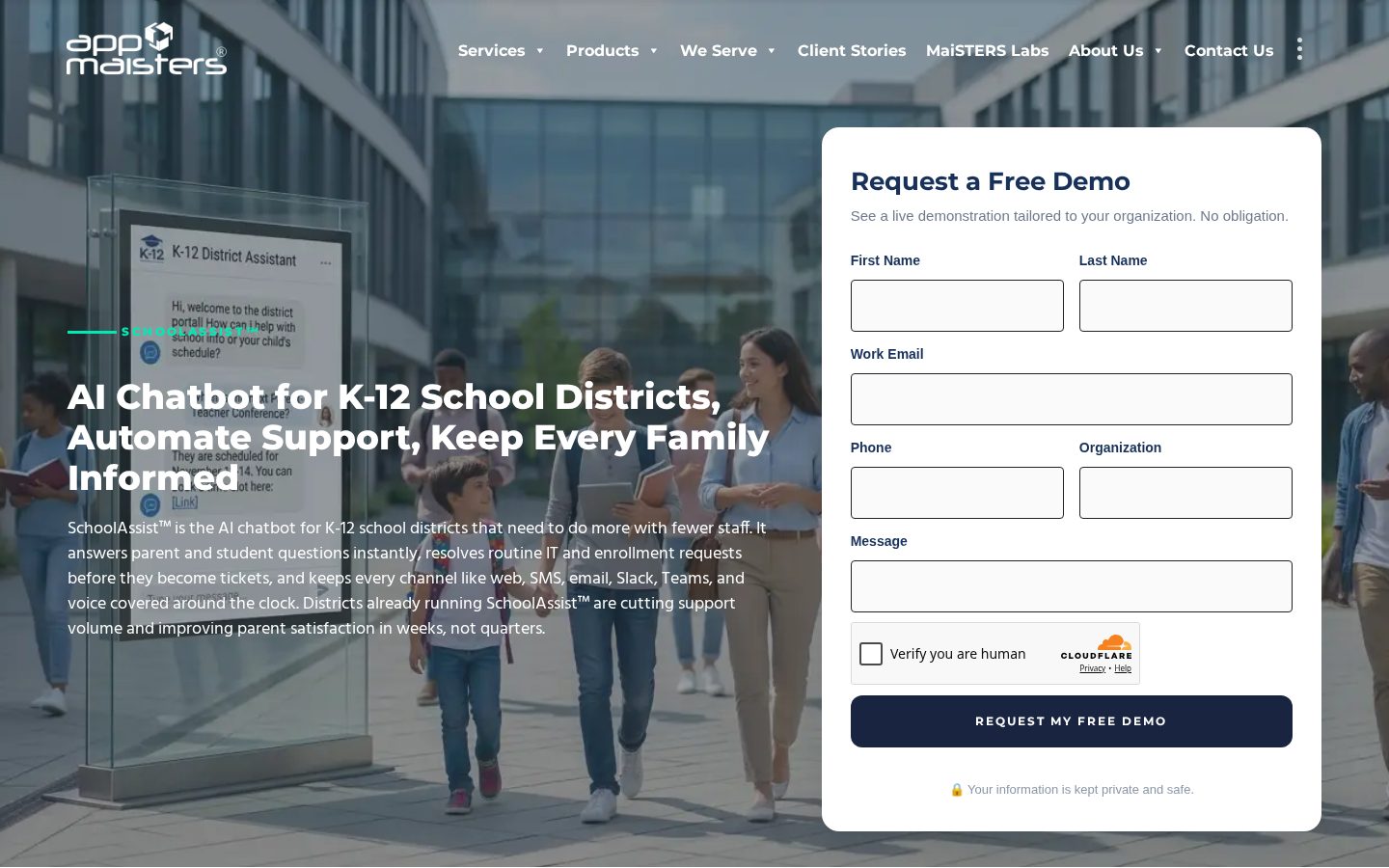 AI Chatbot for K–12 School Districts Homepage