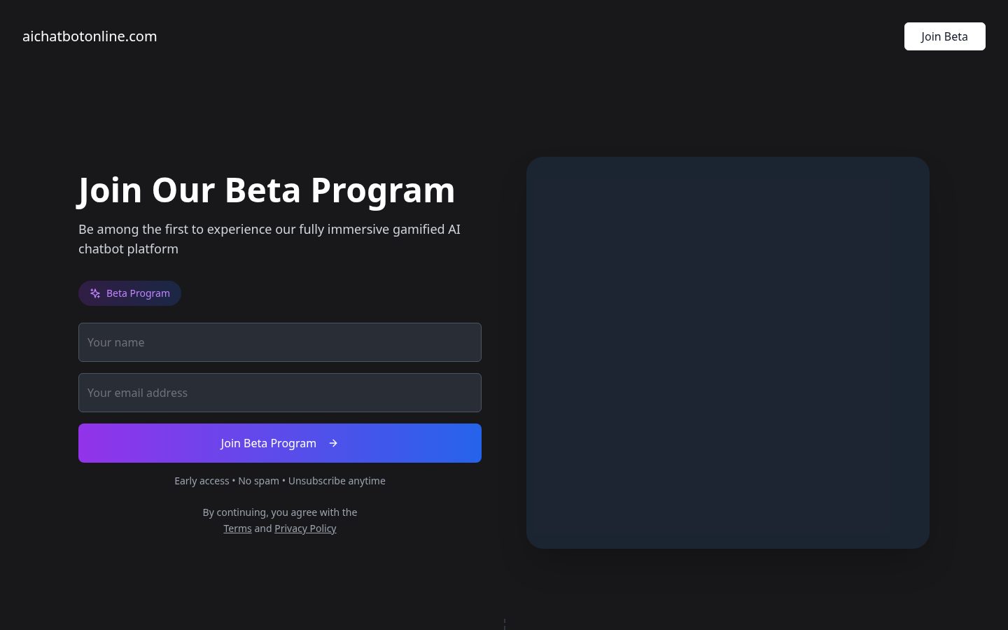 AI Chatbot Online Homepage