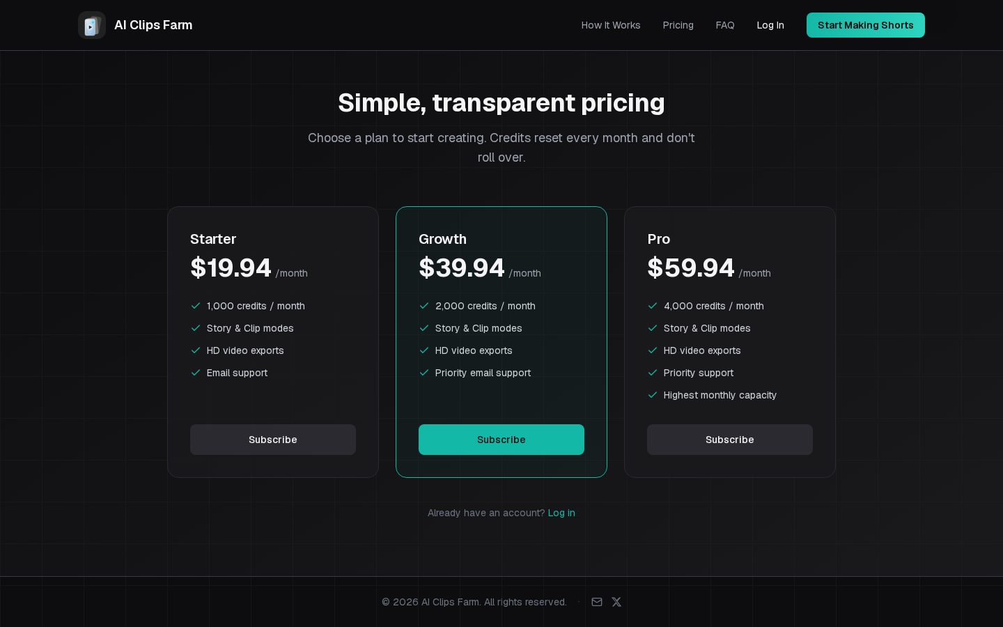 AI Clips Farm Pricing