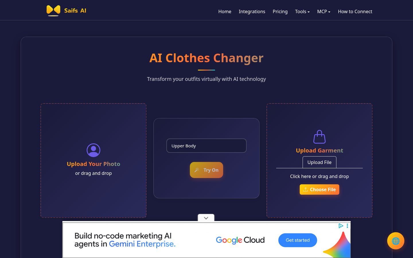 AI Cloth Changer Homepage