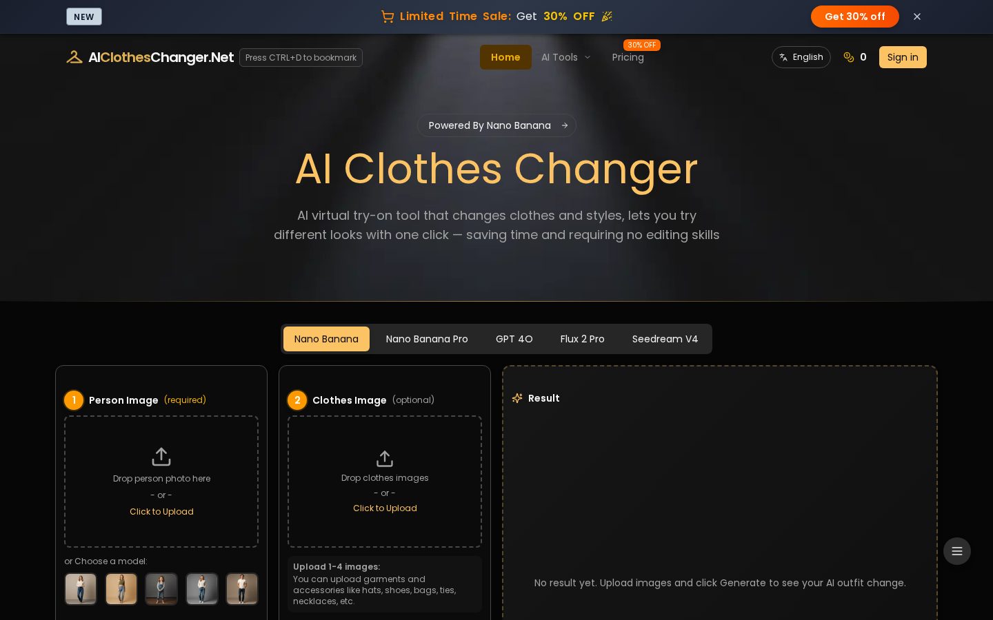 AI Clothes Changer Homepage