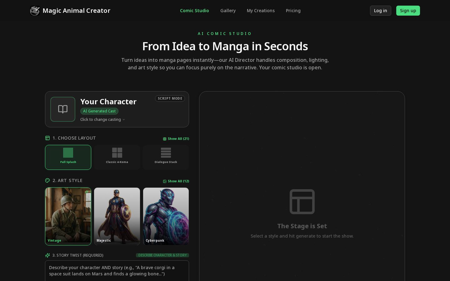 AI Comic Studio Homepage