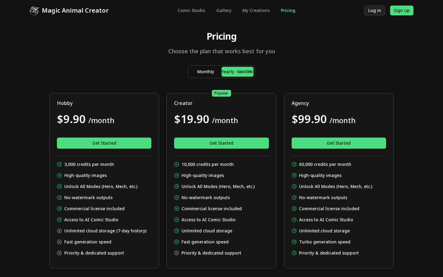 AI Comic Studio Pricing