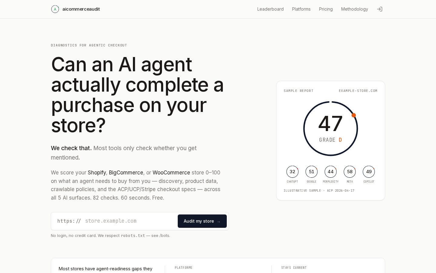 AI Commerce Audit Homepage