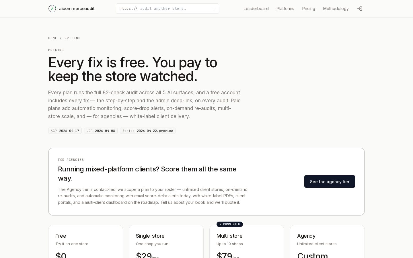 AI Commerce Audit Pricing