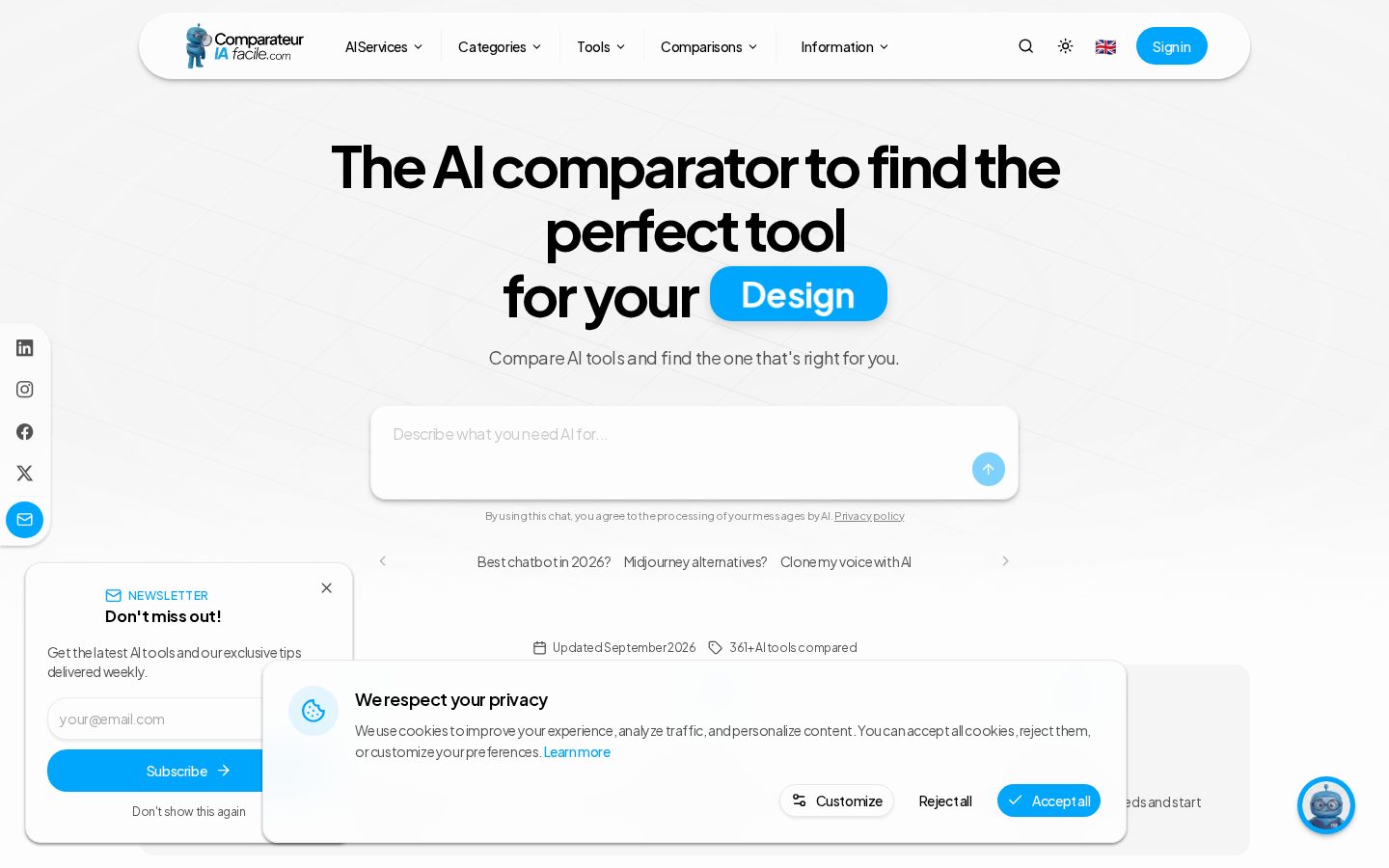 AI Comparator Homepage