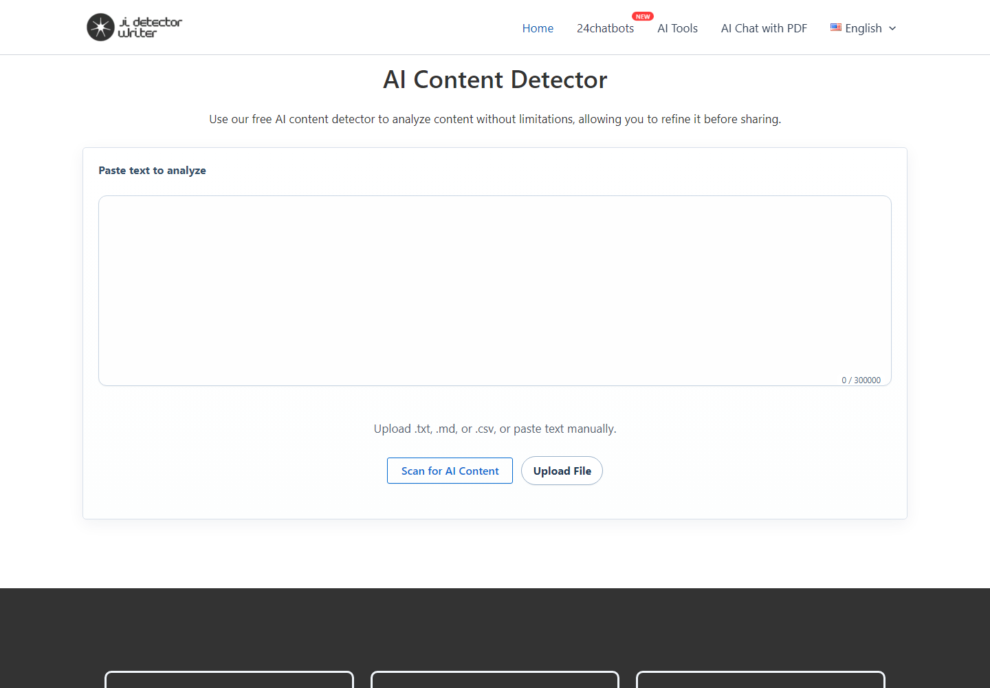 AI Content Detector homepage