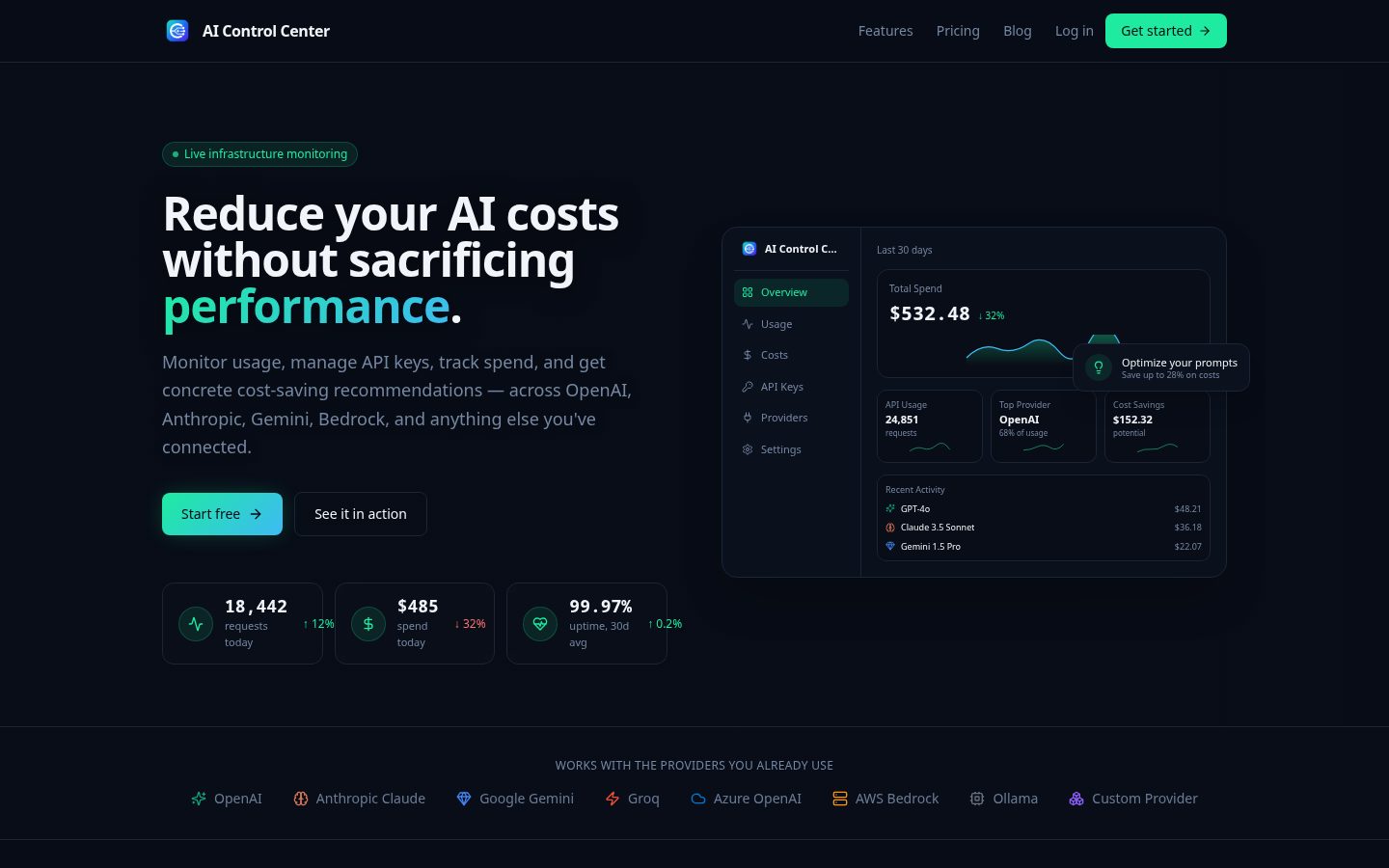 AI Control Center Homepage