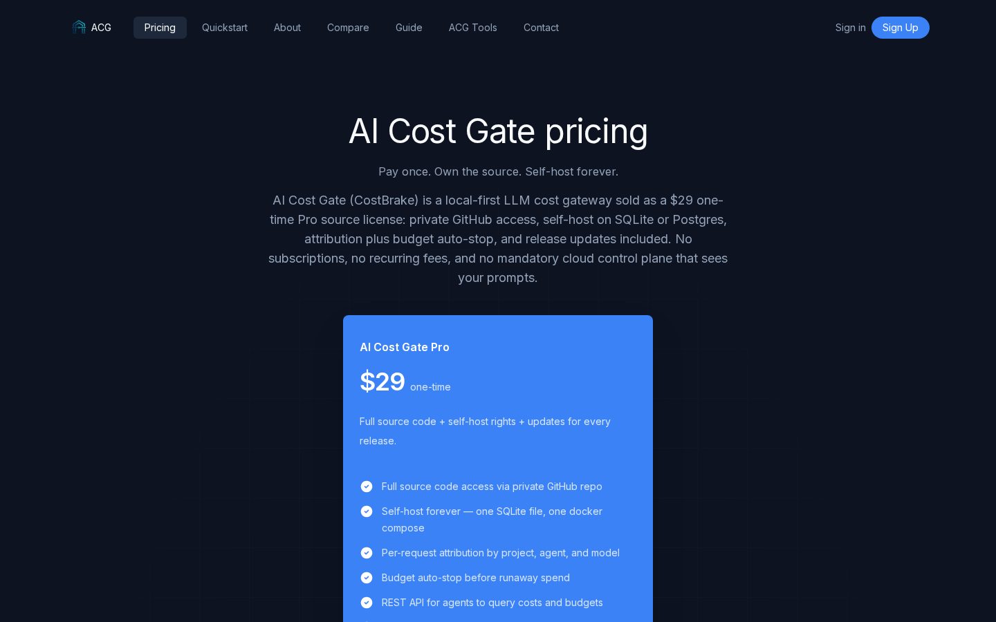 AI Cost Gate Pricing