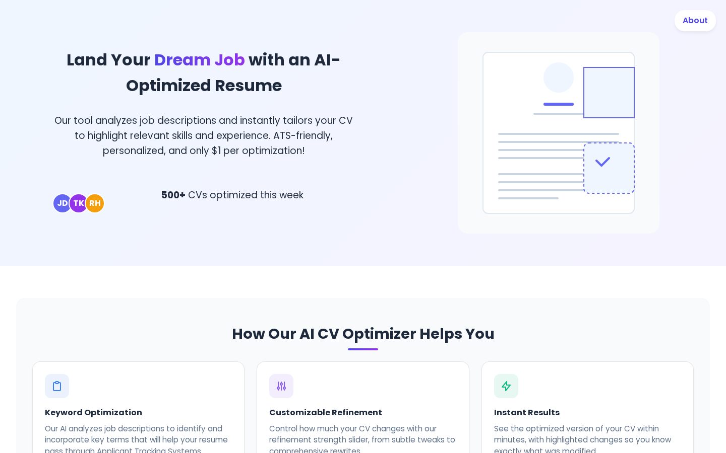 AI CV Resume Enhancer Homepage
