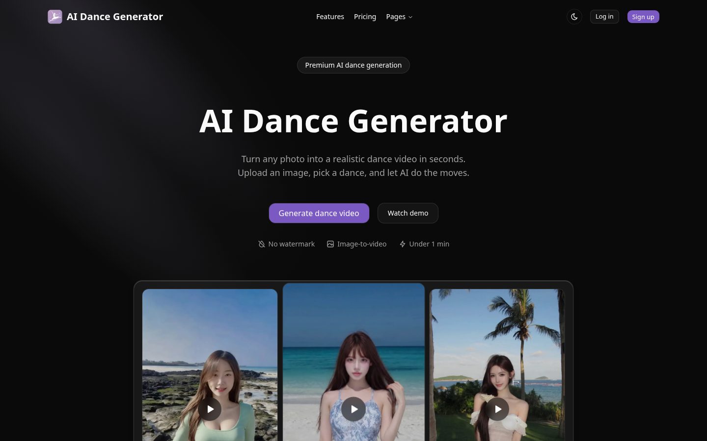 AI Dance Generator Homepage