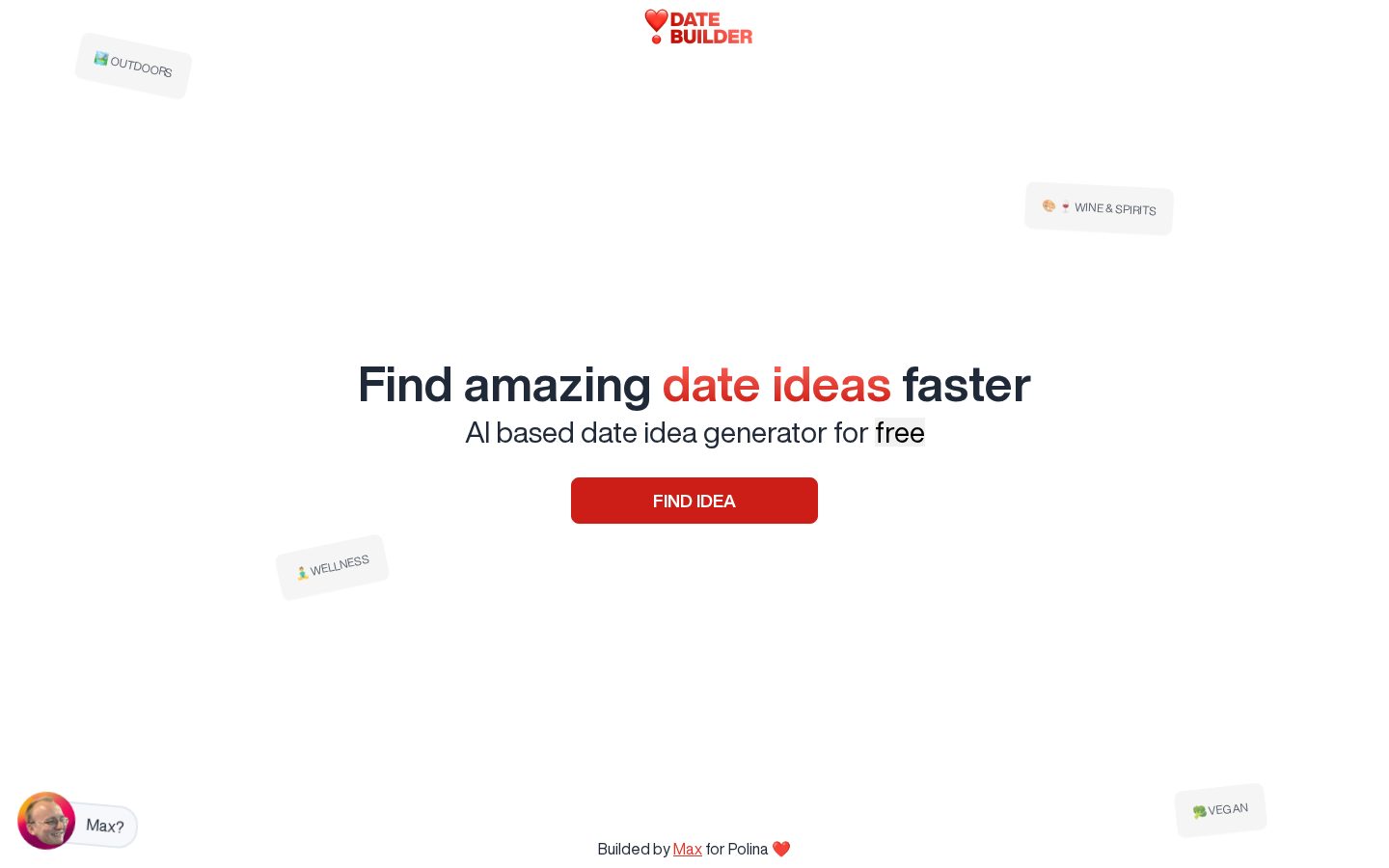 AI date ideas Homepage