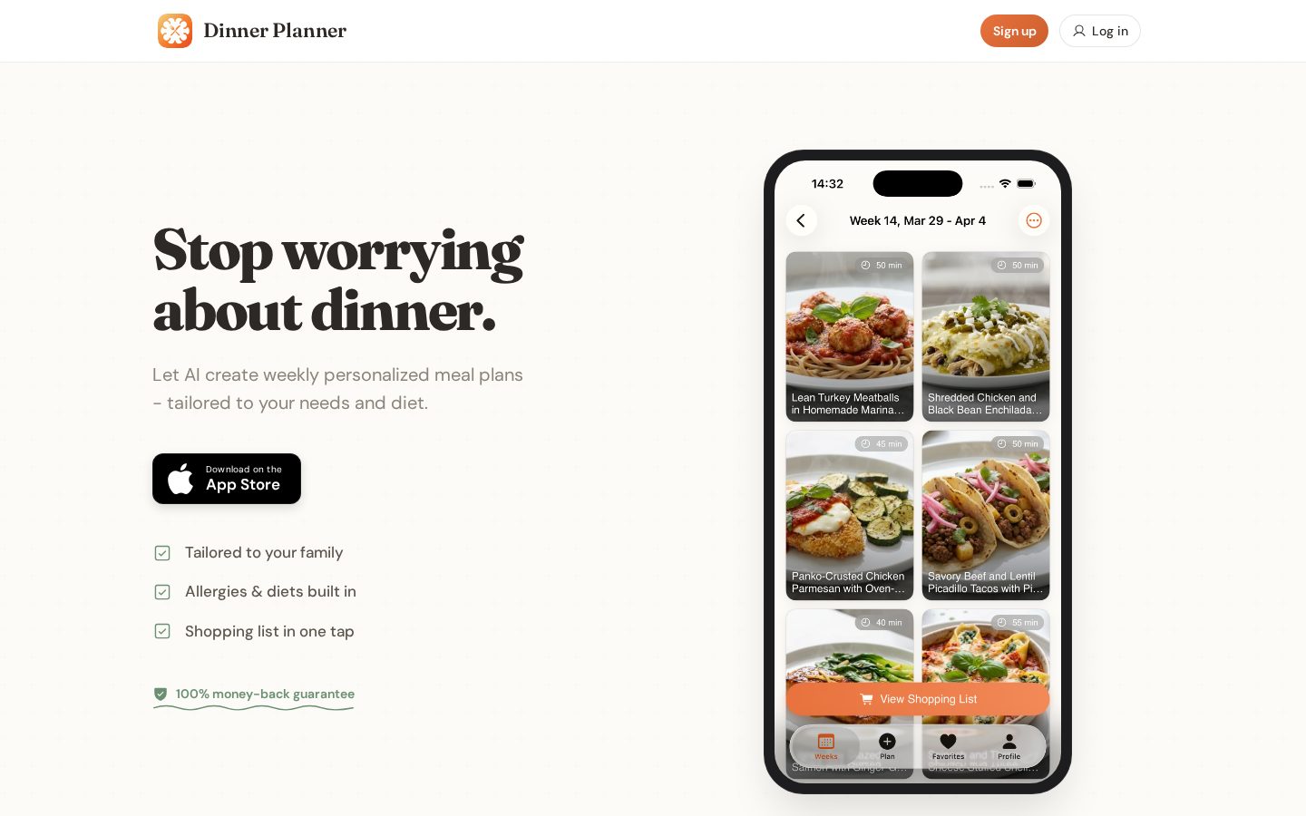 AI Dinner Planner Homepage