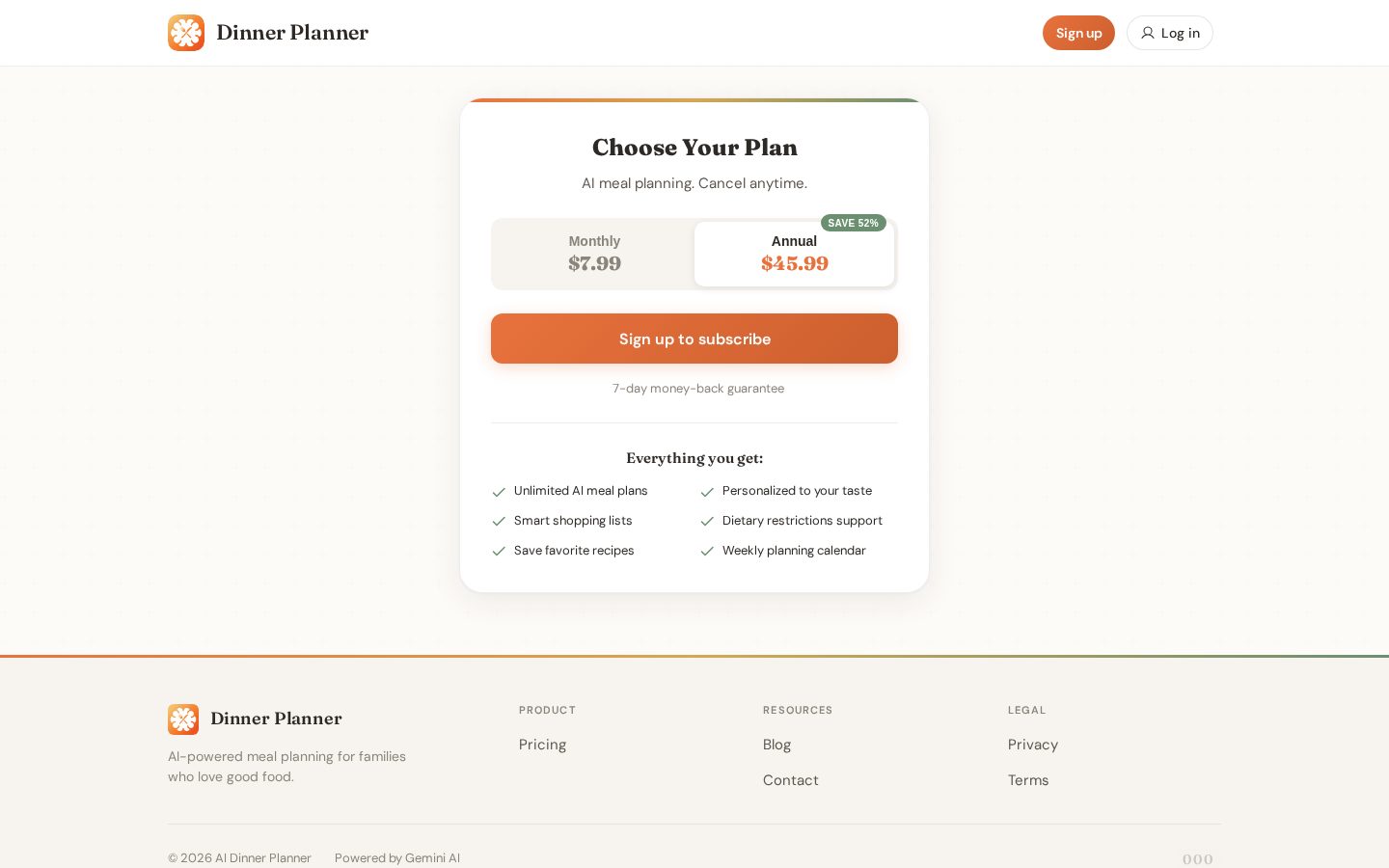 AI Dinner Planner Pricing