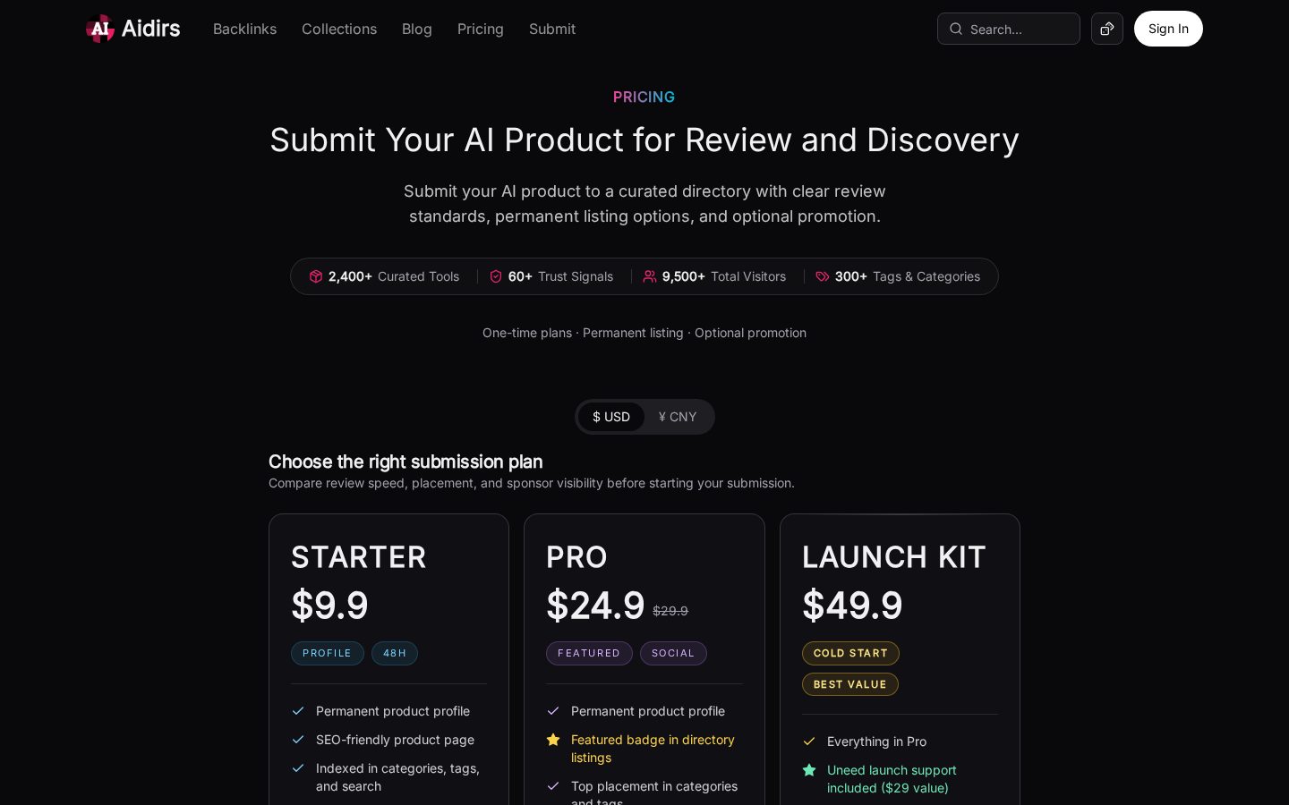 AI Dirs Pricing