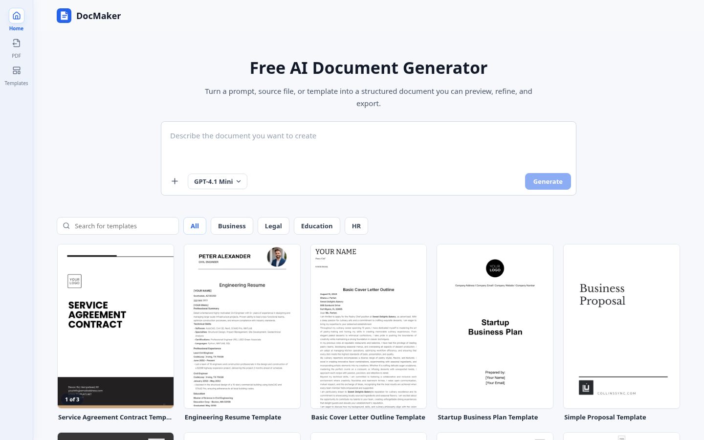 AI Doc Maker Homepage