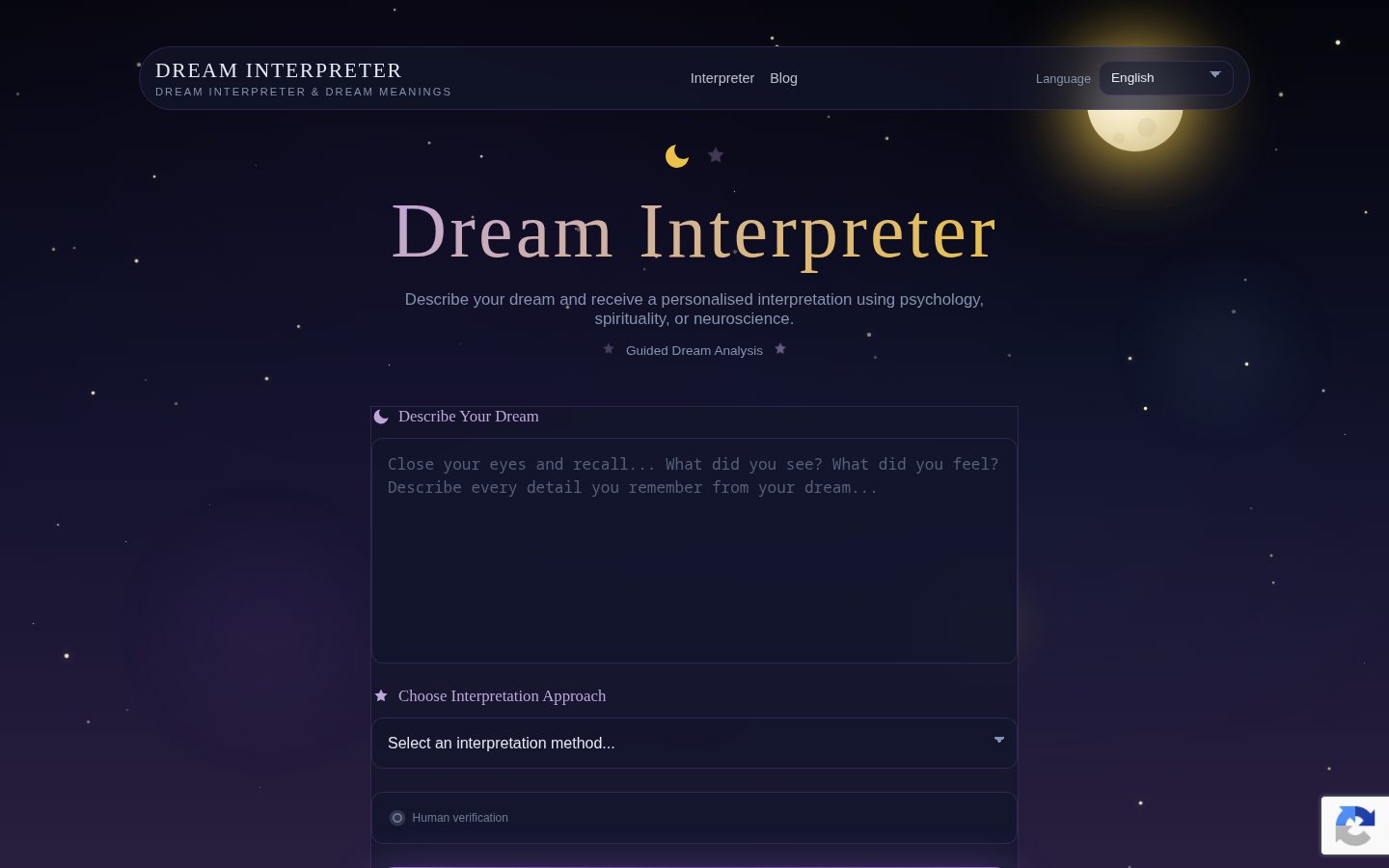 AI Dream Interpreter Homepage