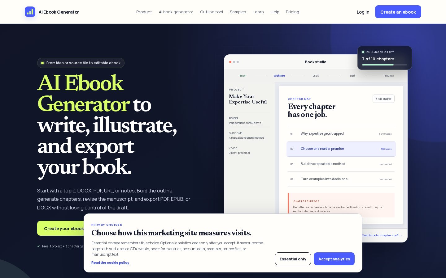 AI Ebook Generator Homepage