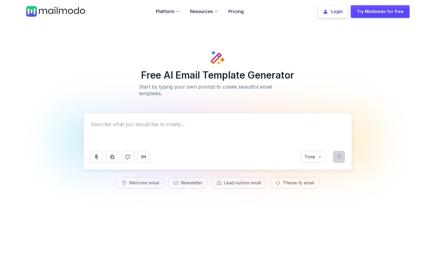 AI Email Template Generator Homepage