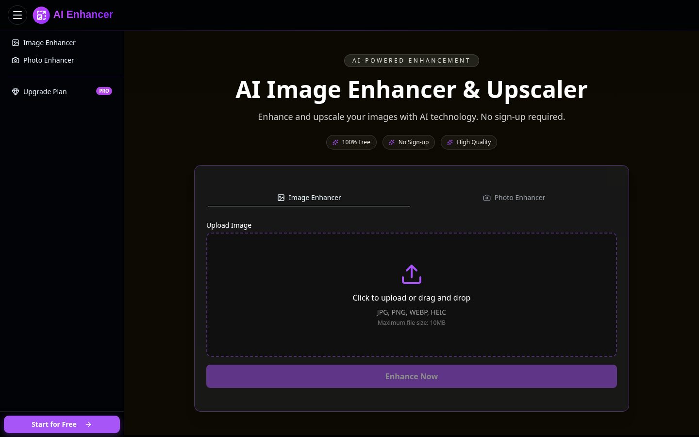 AI Enhancer Homepage