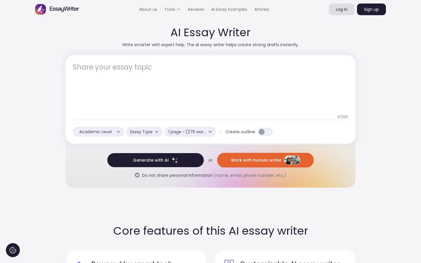 AI Essay Writer Homepage