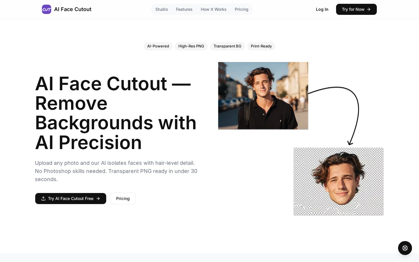 AI Face Cutout Homepage