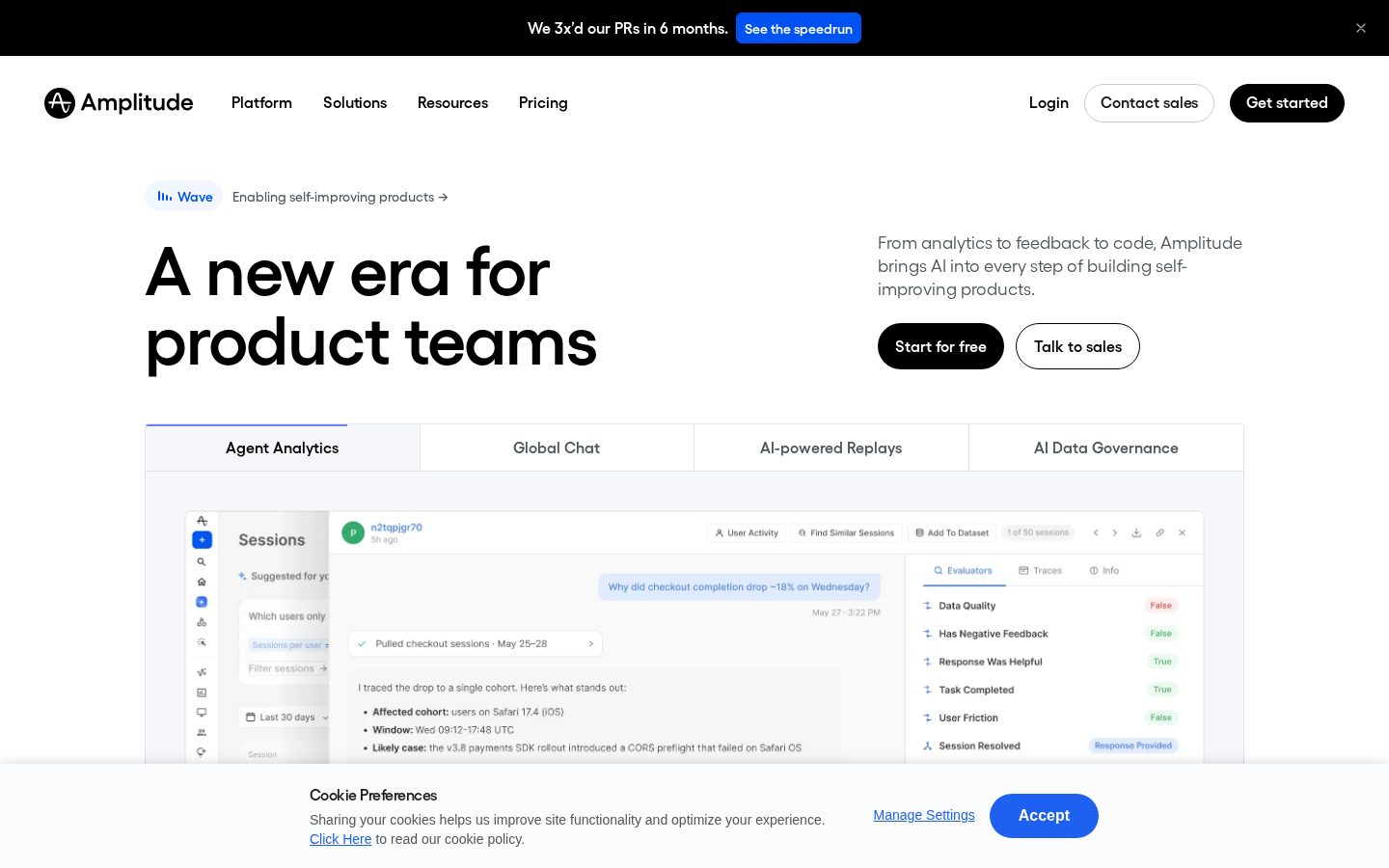 AI Feedback by Amplitude Homepage