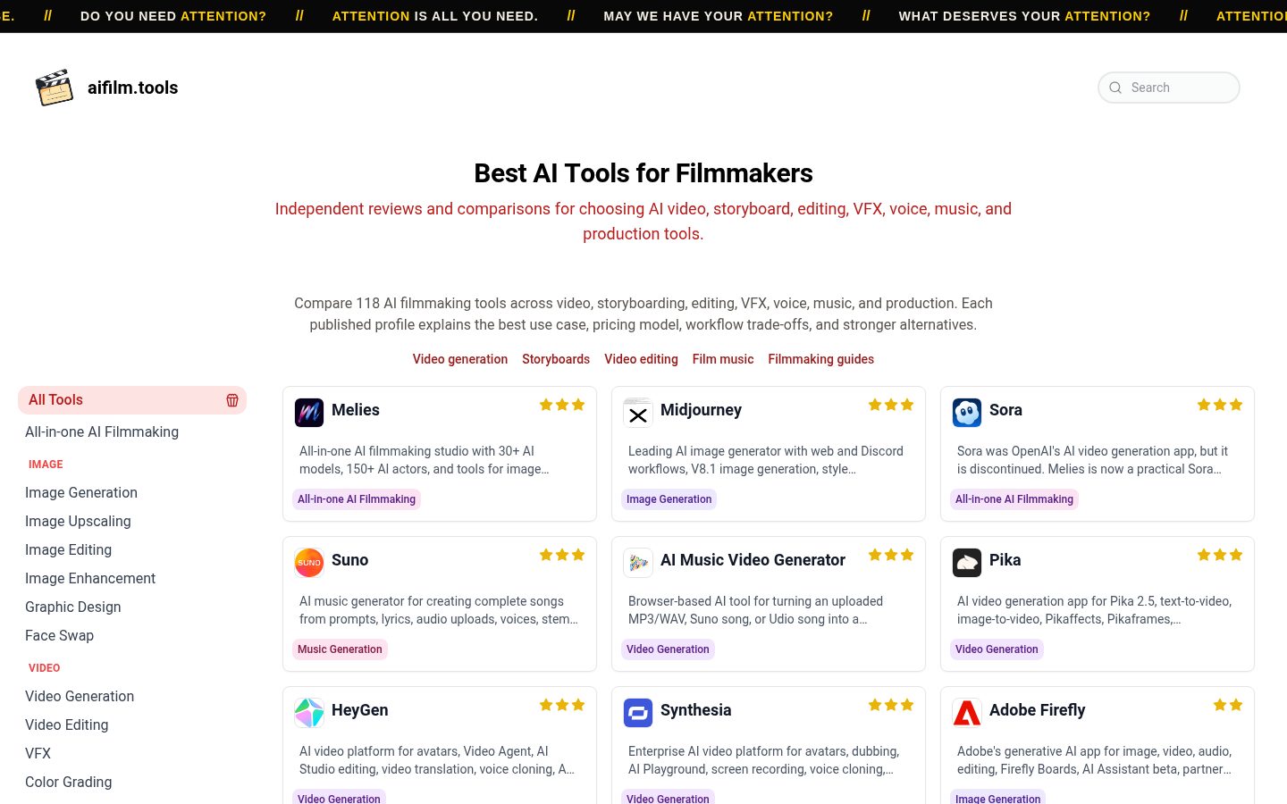 AI Film Tools Homepage