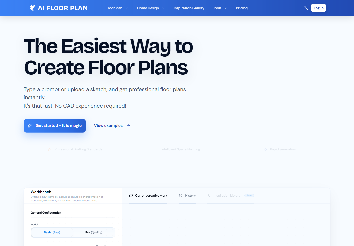 AI Floor Plan homepage