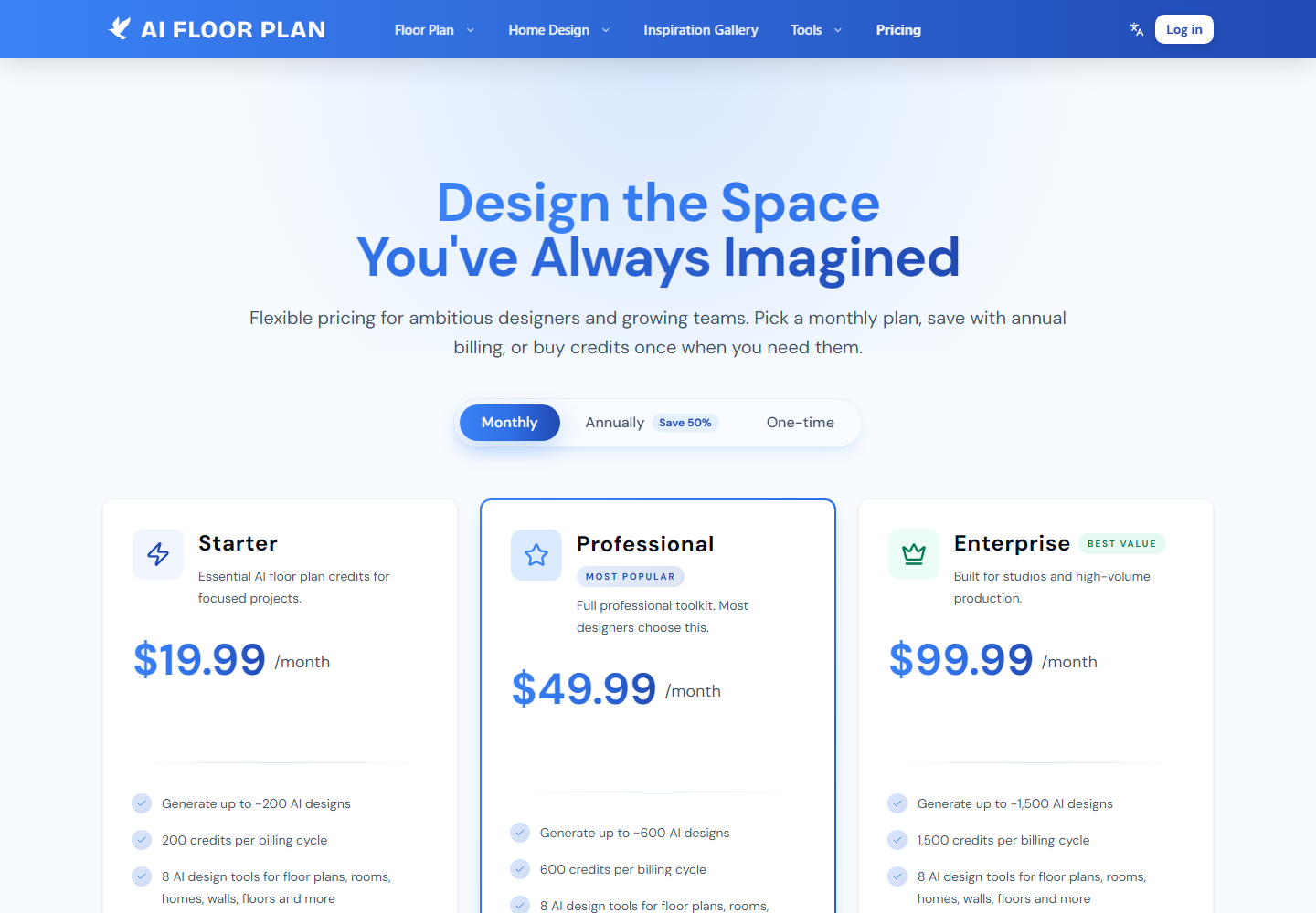 AI Floor Plan pricing