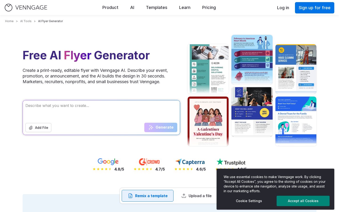 AI Flyer Generator Homepage