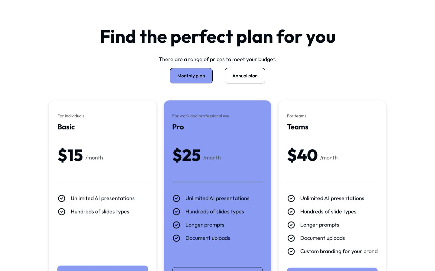 AI for Google Slides Pricing