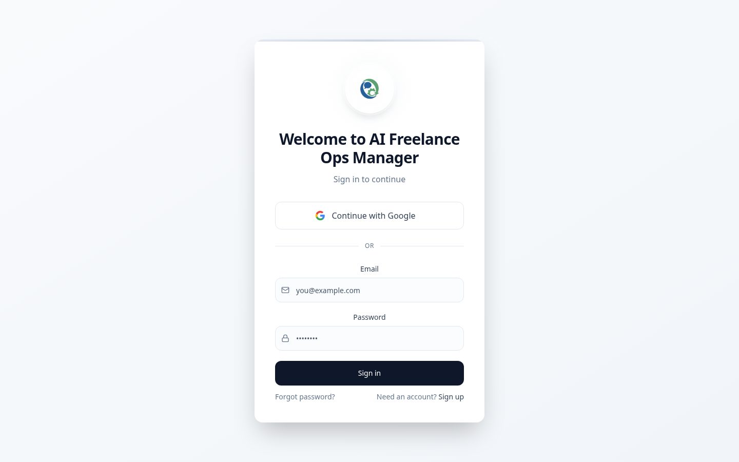 AI Freelance Ops Manager Homepage