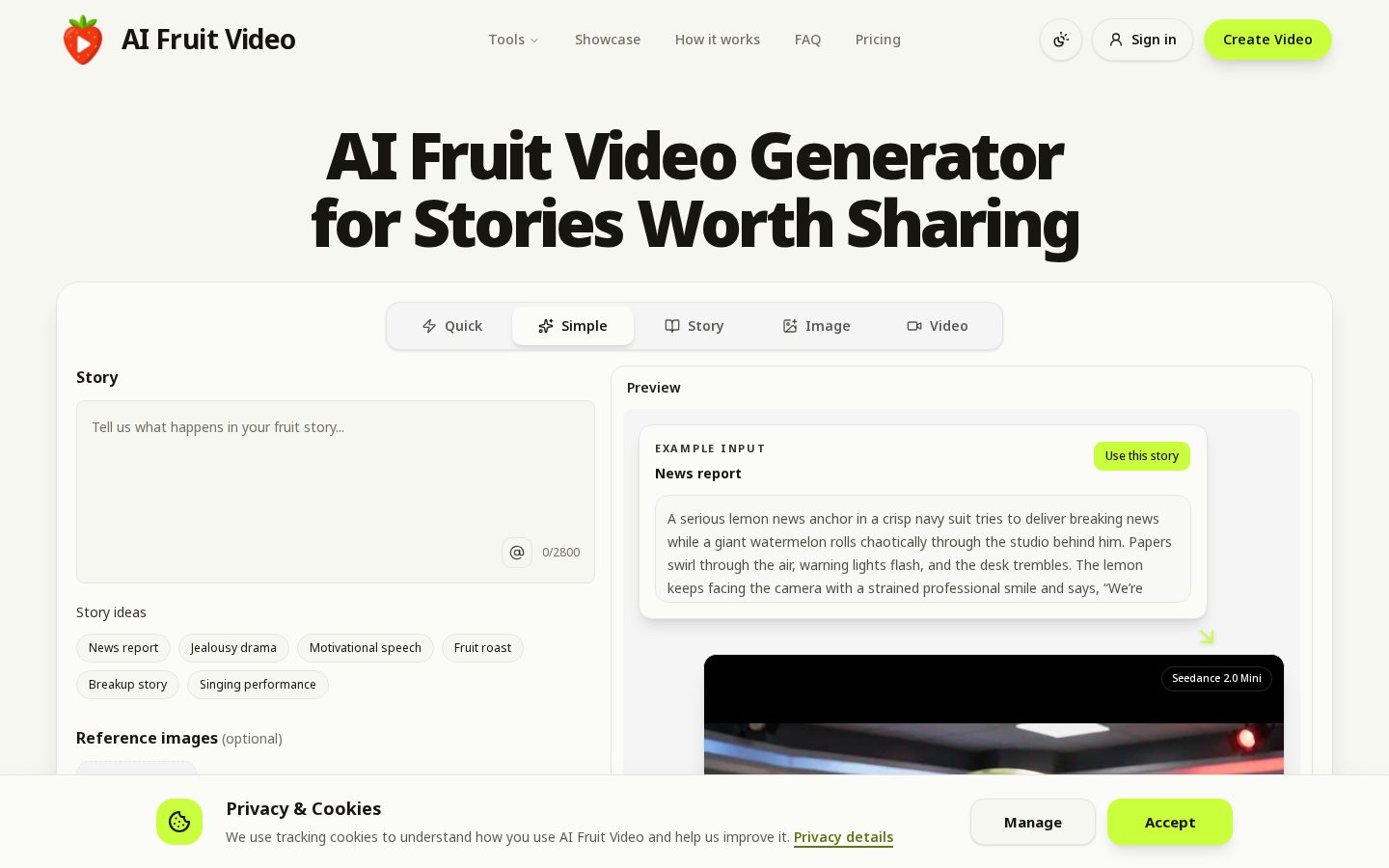 AI Fruit Video Homepage