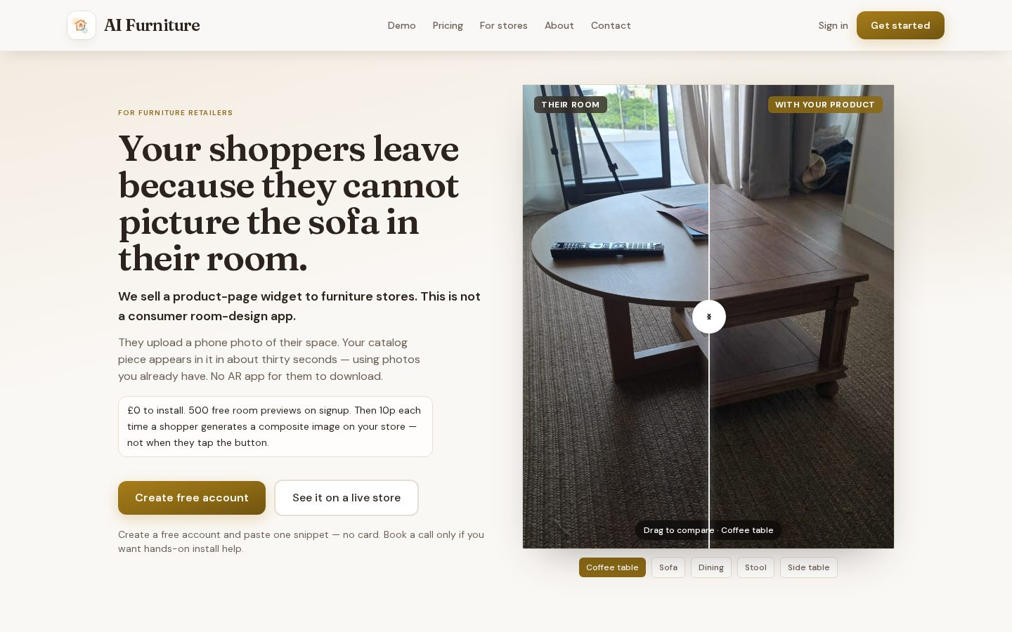 Ai Furniture App Homepage